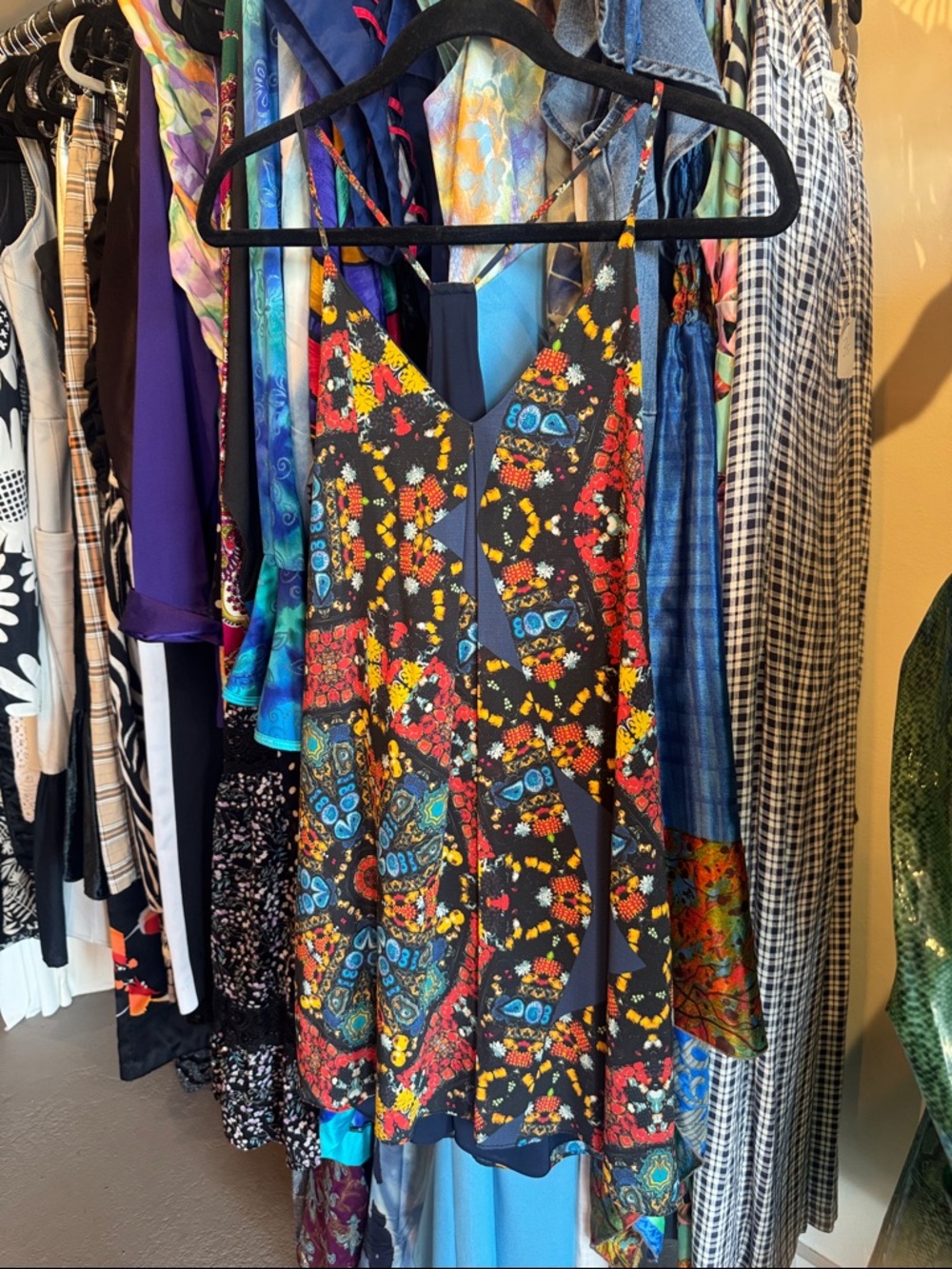 Alice + Olivia Blue Floral Kaleidescope Patchwork Slip Dress - Picture 3 of 7